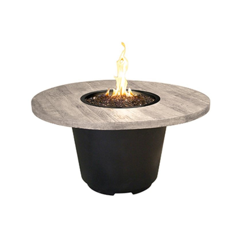 American Fyre Designs Propane Reclaimed Wood Cosmopolitan Round in Silver Pine